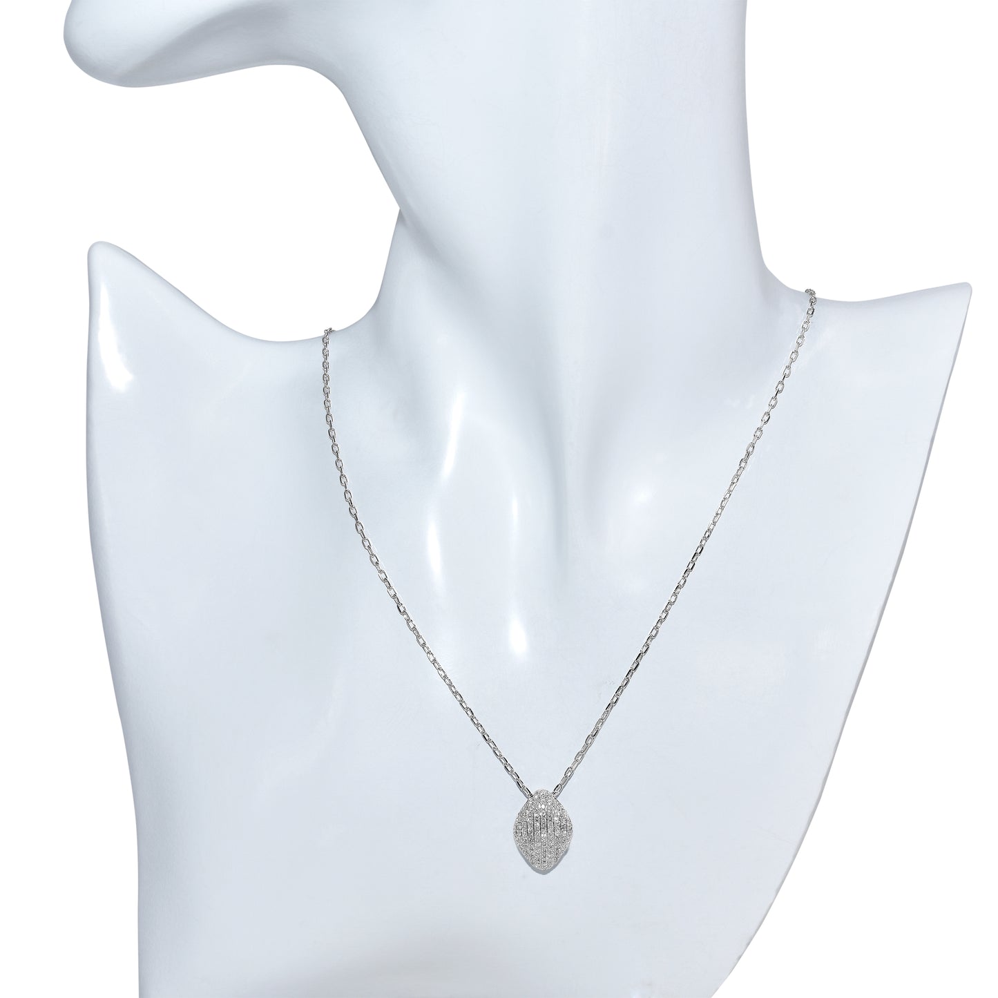 14k White Gold Diamond Pave Necklace