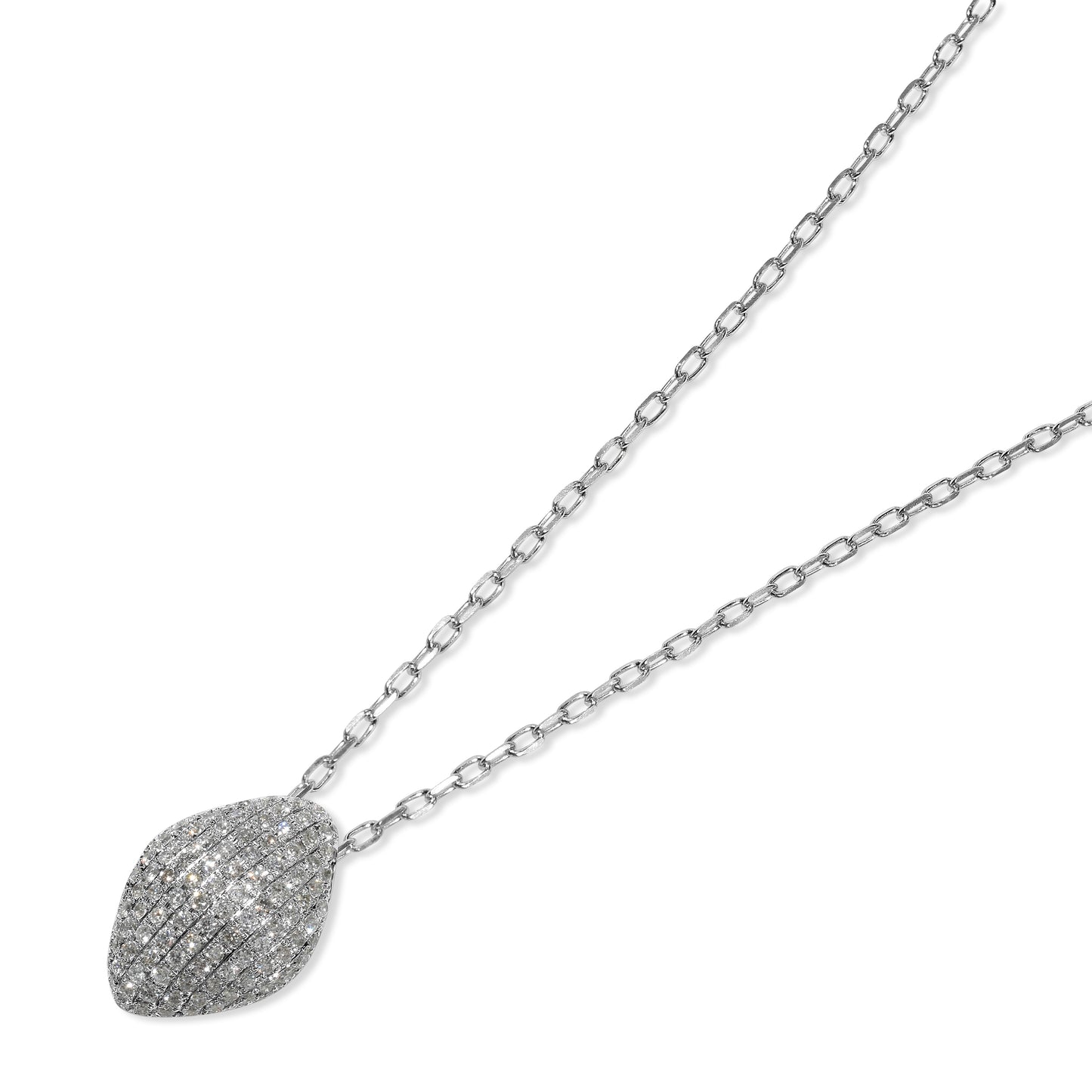 14k White Gold Diamond Pave Necklace