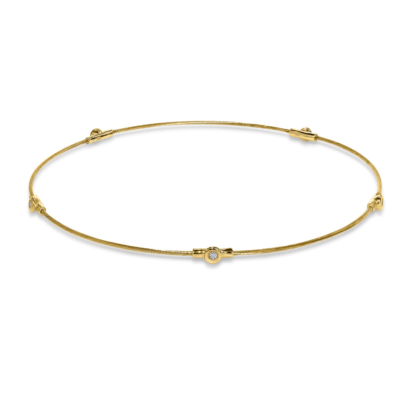 14k Diamond Station on Cable Wire Bracelet