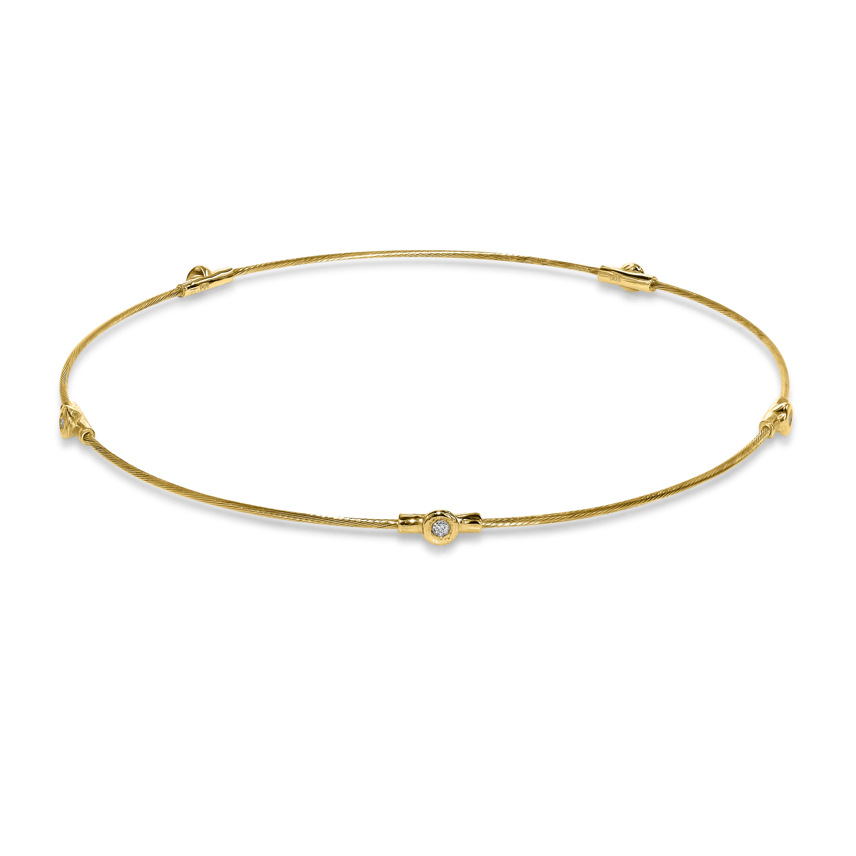 14k Diamond Station on Cable Wire Bracelet