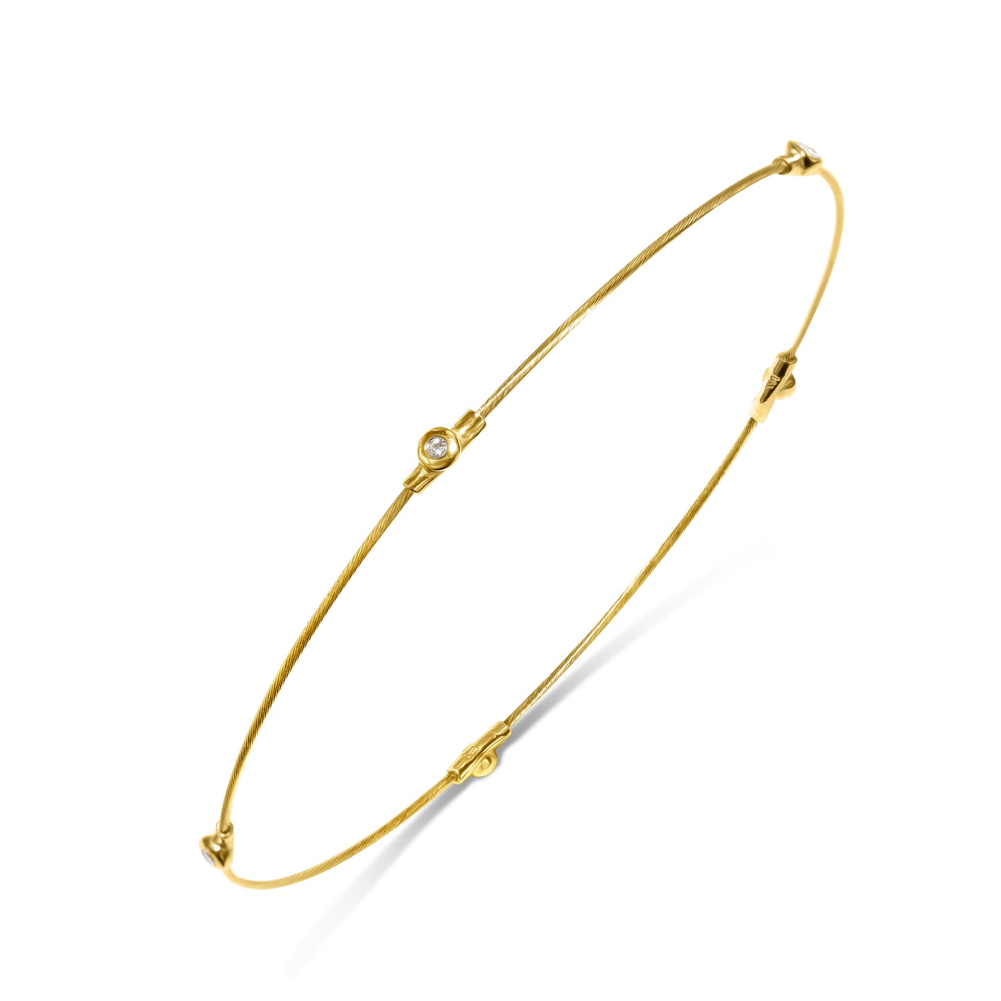 14k Diamond Station on Cable Wire Bracelet