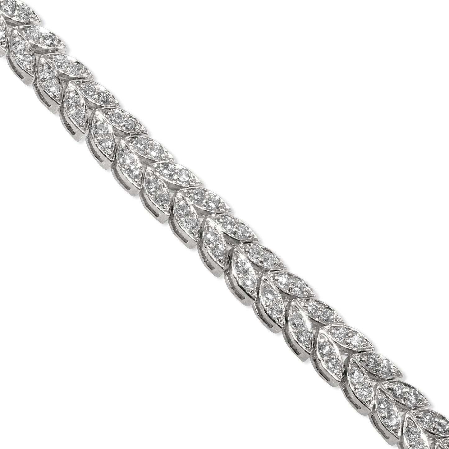 14k White Gold Diamond Tennis Deco Bracelet