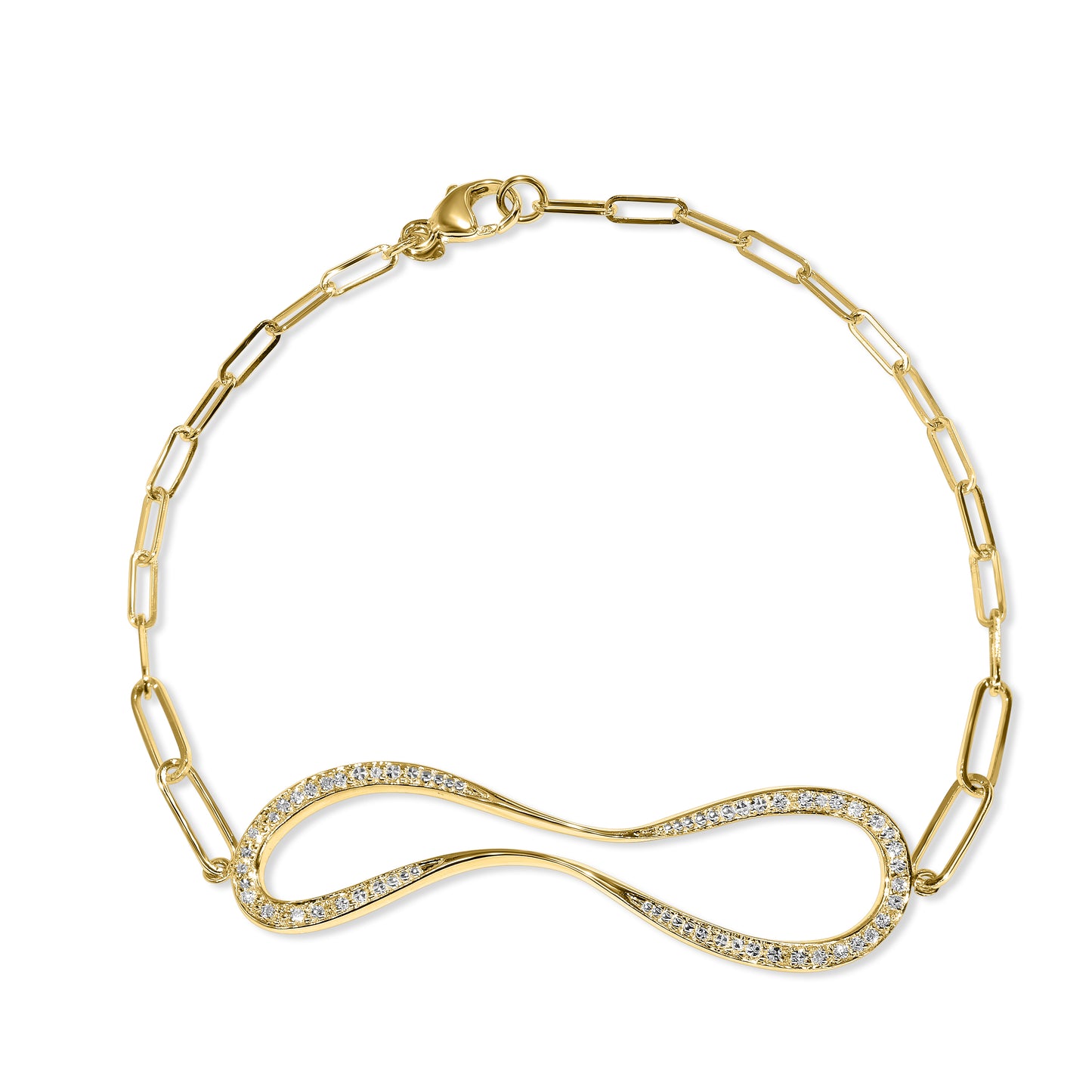 14k Diamond Center Paperclip Bracelet