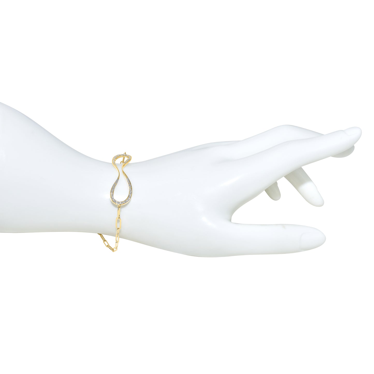 14k Diamond Center Paperclip Bracelet