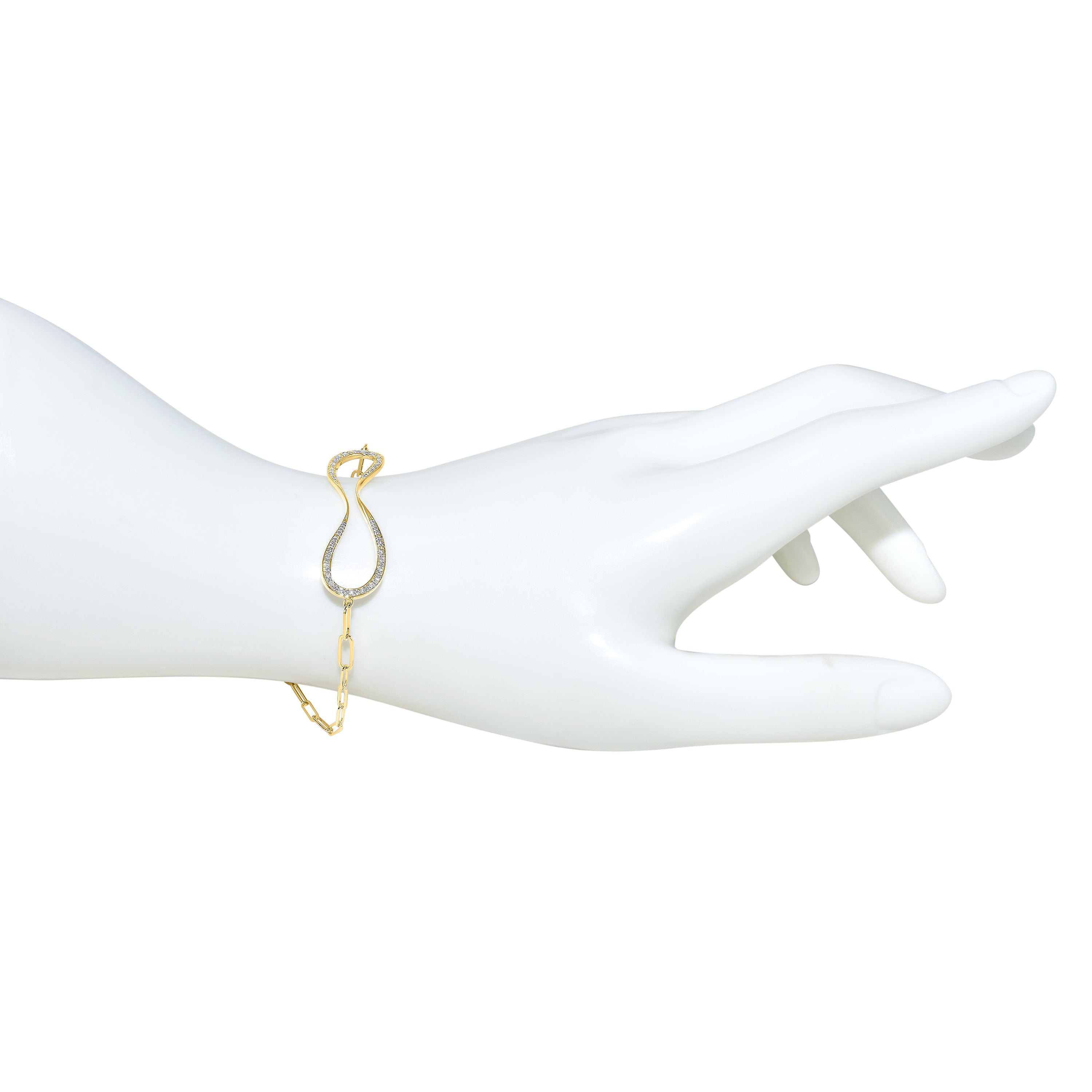 14k Diamond Center Paperclip Bracelet