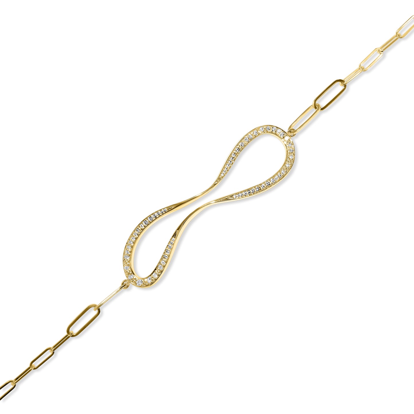 14k Diamond Center Paperclip Bracelet