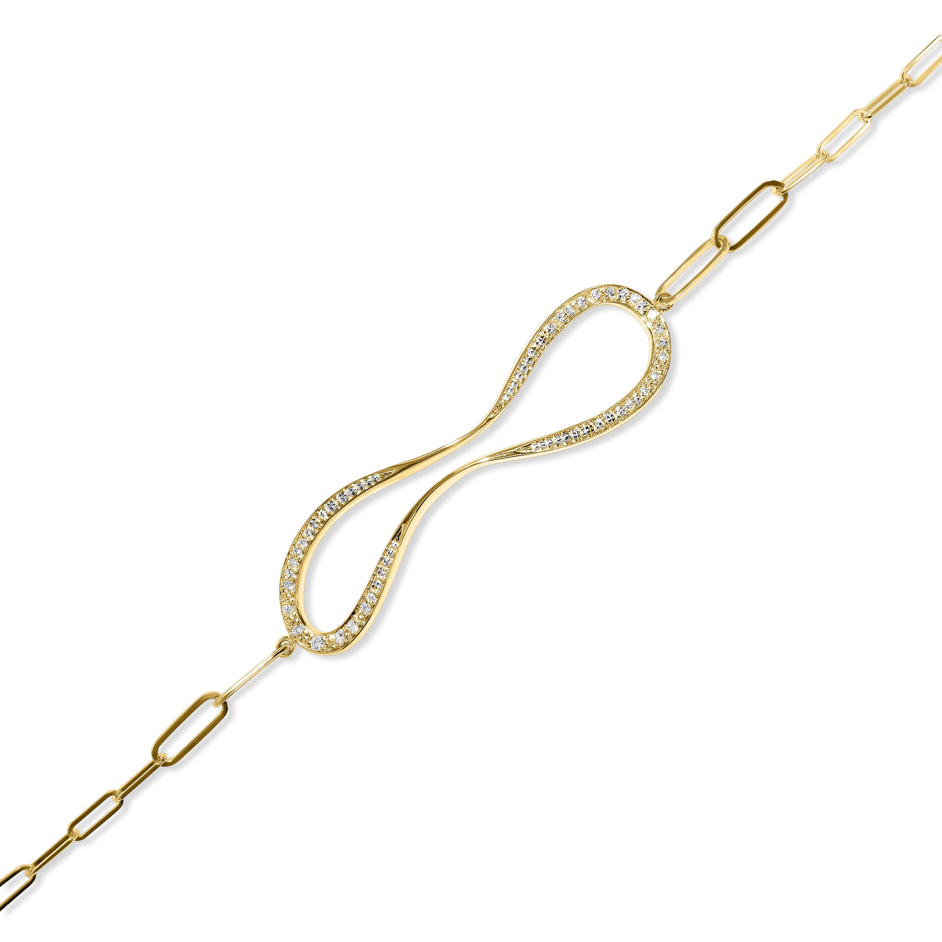 14k Diamond Center Paperclip Bracelet
