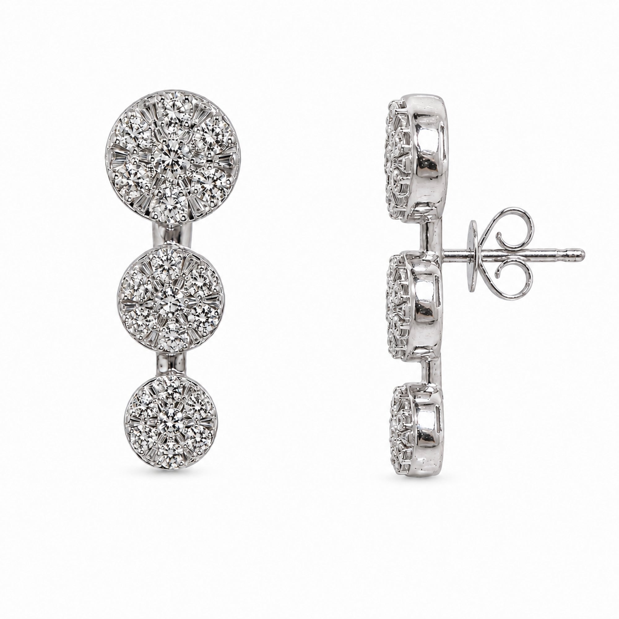 Andy Götz 14k White Gold VS Diamond Triple Graduated Coin Post Earring