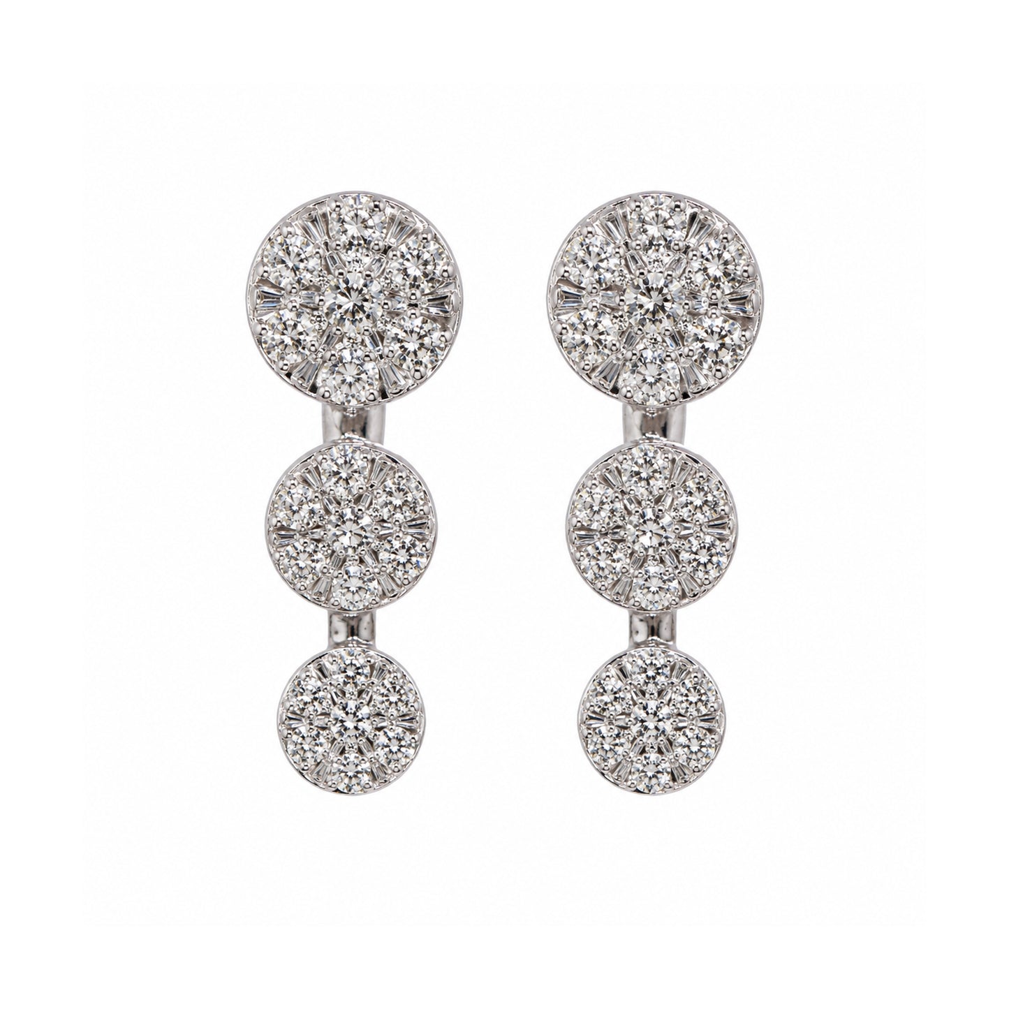 Andy Götz 14k White Gold VS Diamond Triple Graduated Coin Post Earring