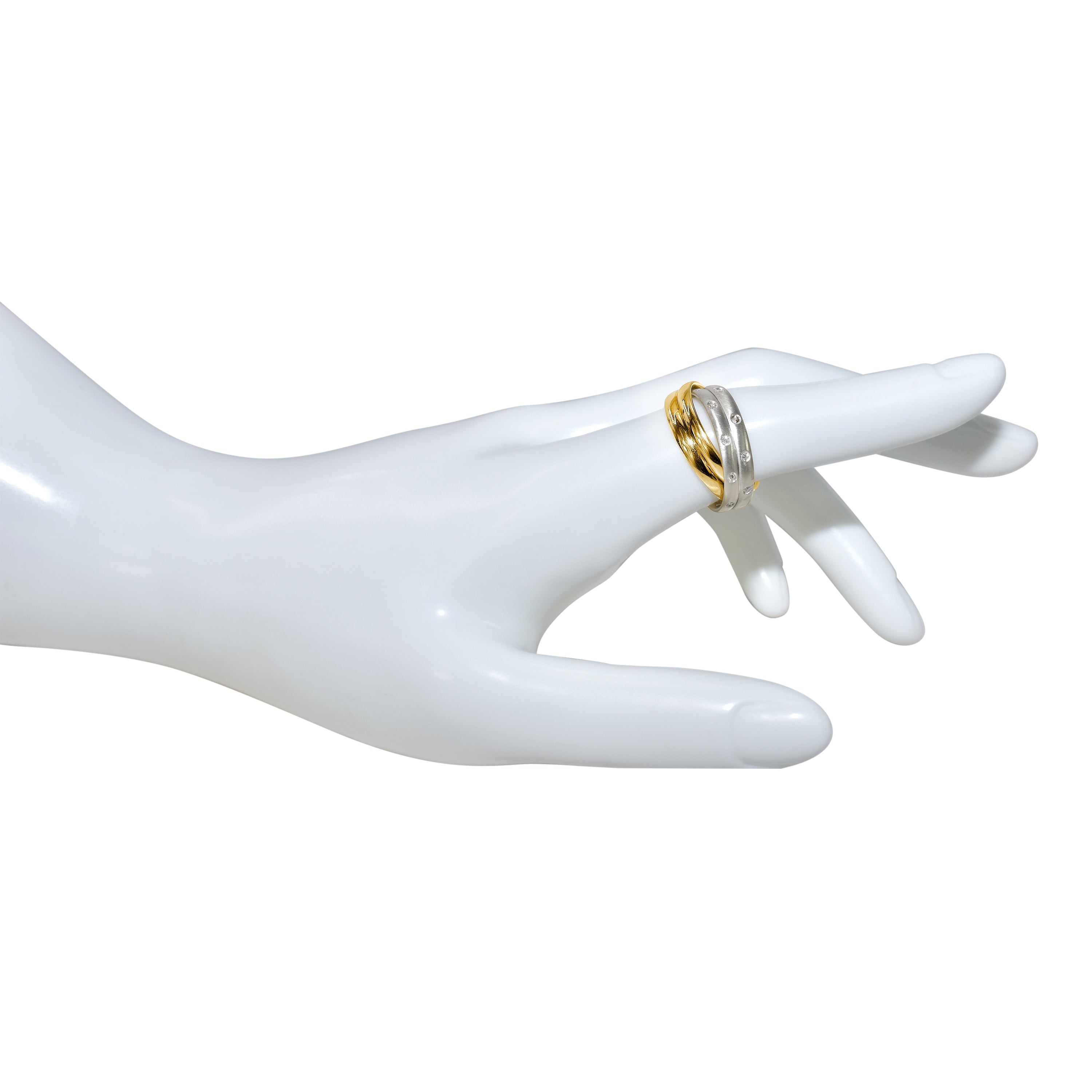 18k White Gold Yellow Gold Diamond Etoile Ring Set