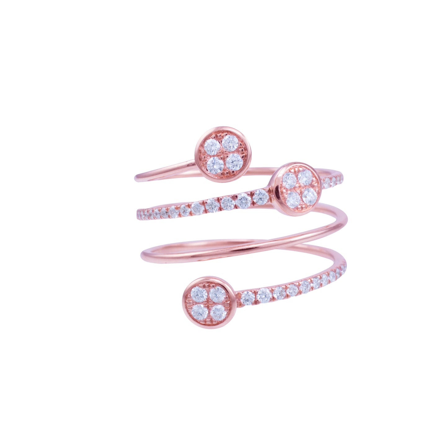 18k Rose Gold Diamond Spiral Ring