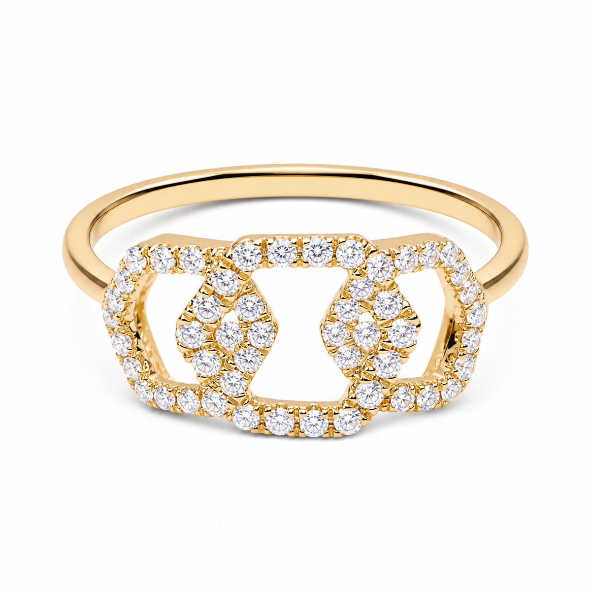 Andy Götz 14k Three Hexagon Diamond Ring