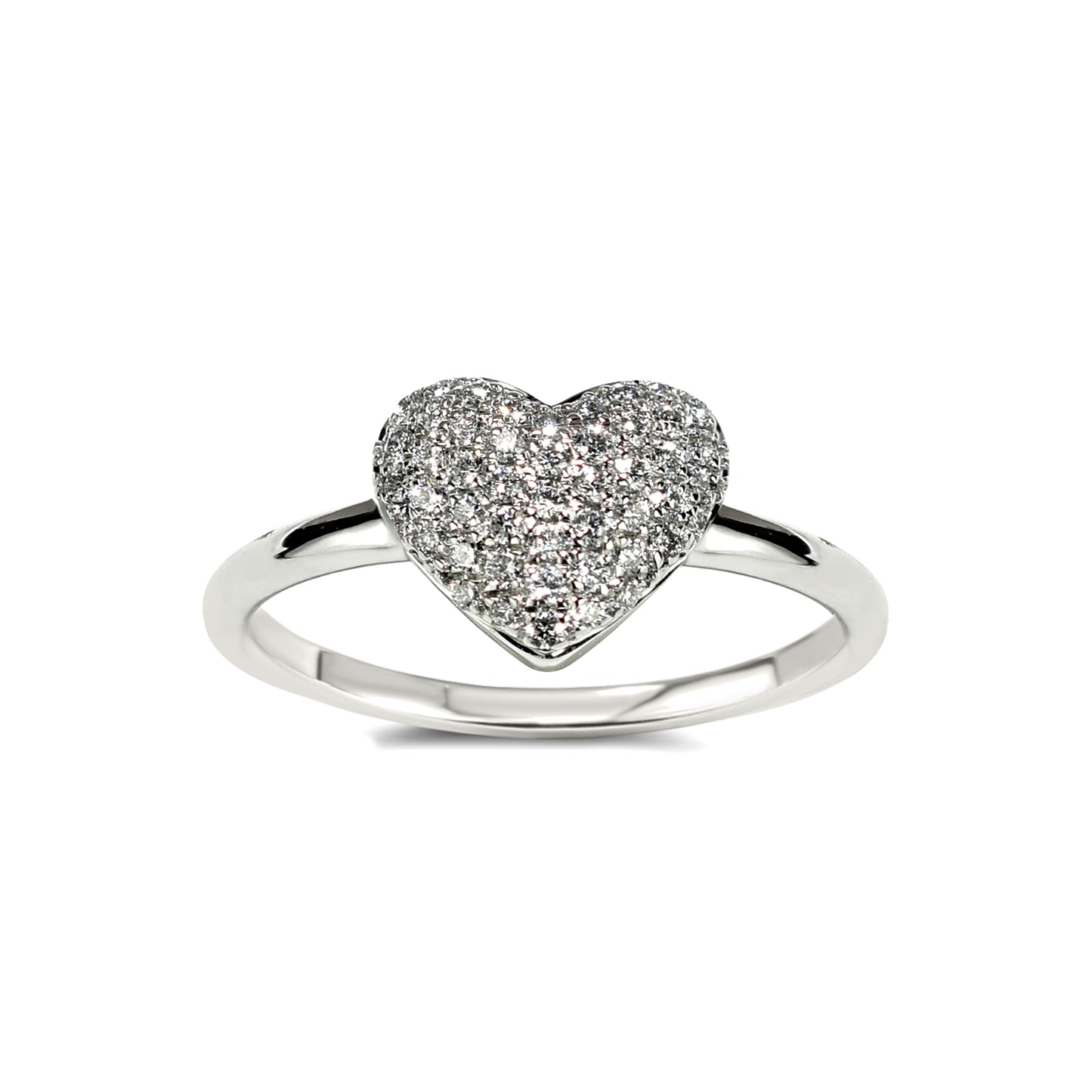 14k White Gold Diamond Heart Pave Ring 0.27ct VS