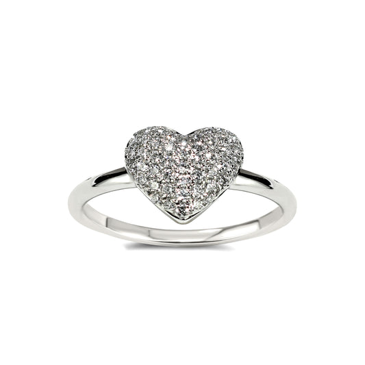 14k White Gold Diamond Heart Pave Ring 0.27ct VS