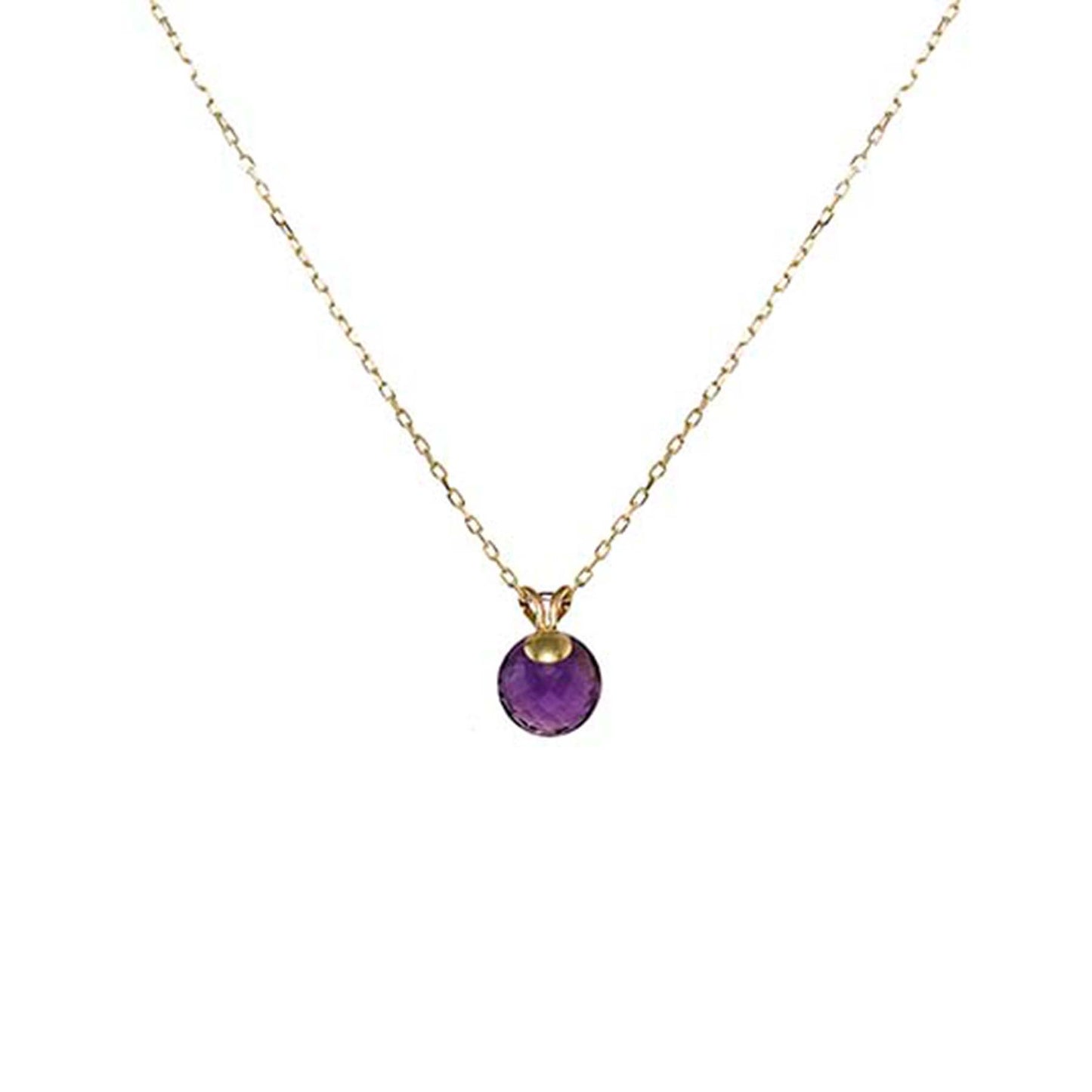 14k Amethyst Ball Pendant Necklace 16"