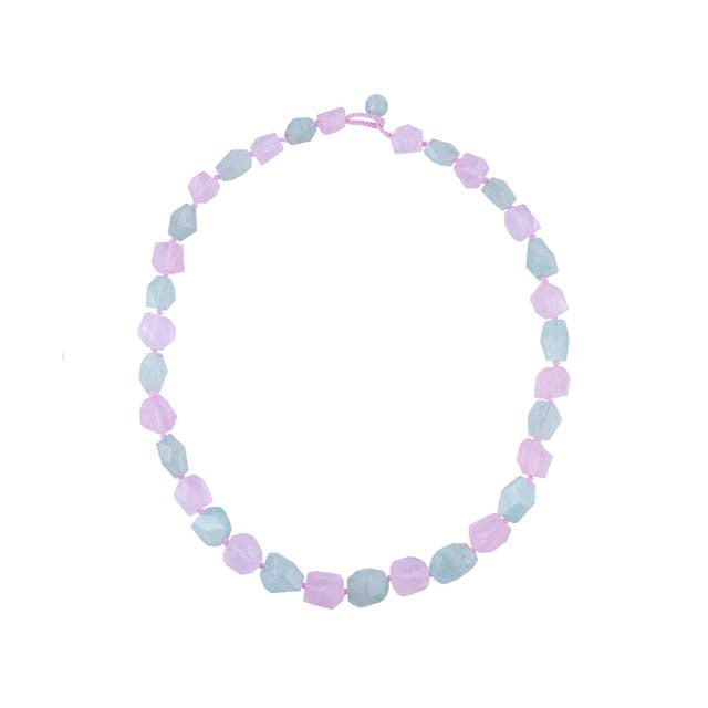 Aquamarine Rose Quartz Nugget Necklace