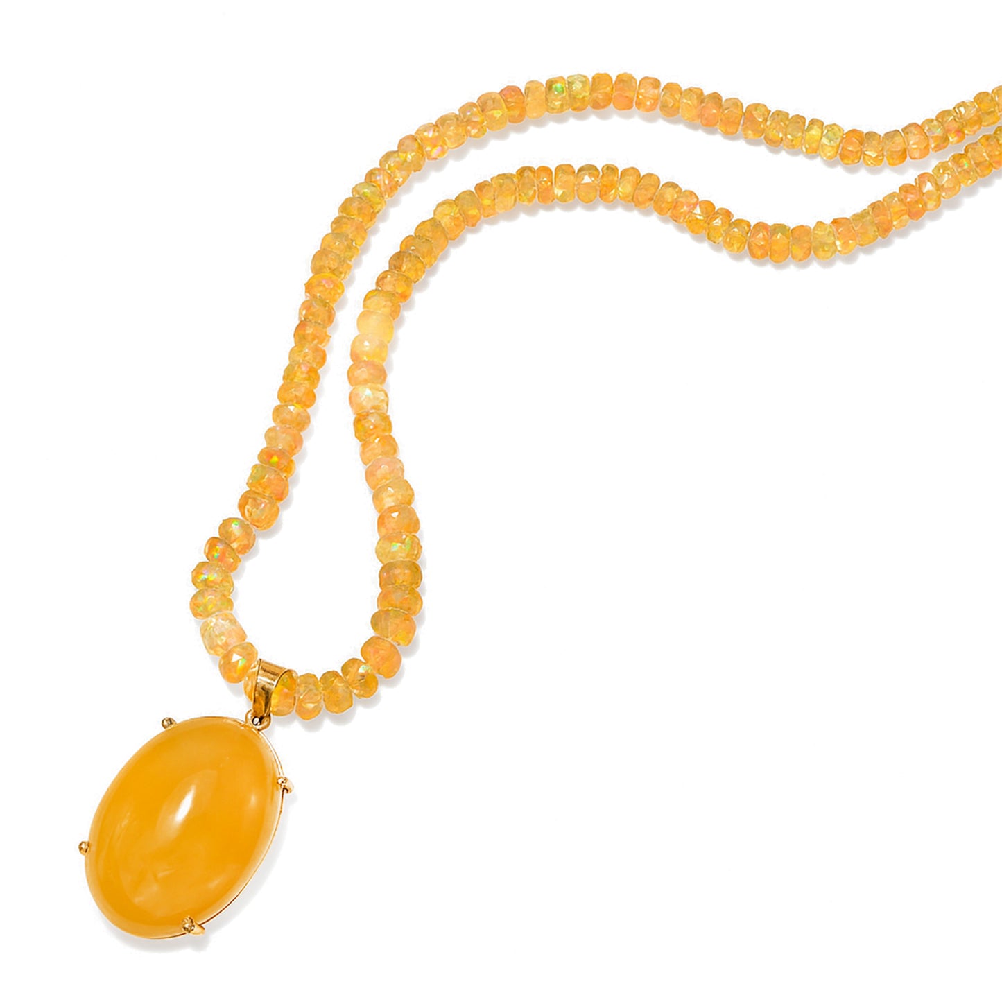 14k Opal Roundel Oval Pendant Necklace 17"