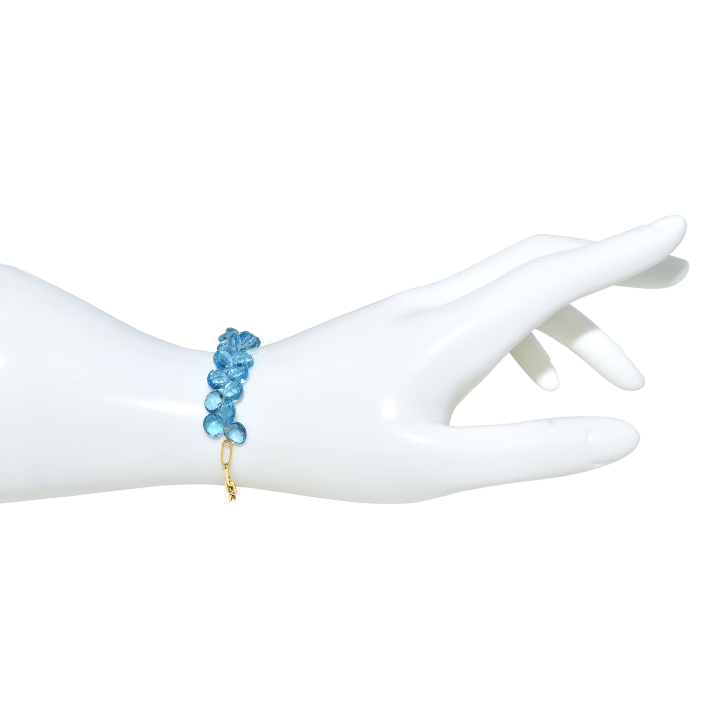 14k Swiss Blue Topaz Cluster Paperclip Adjustable Bracelet