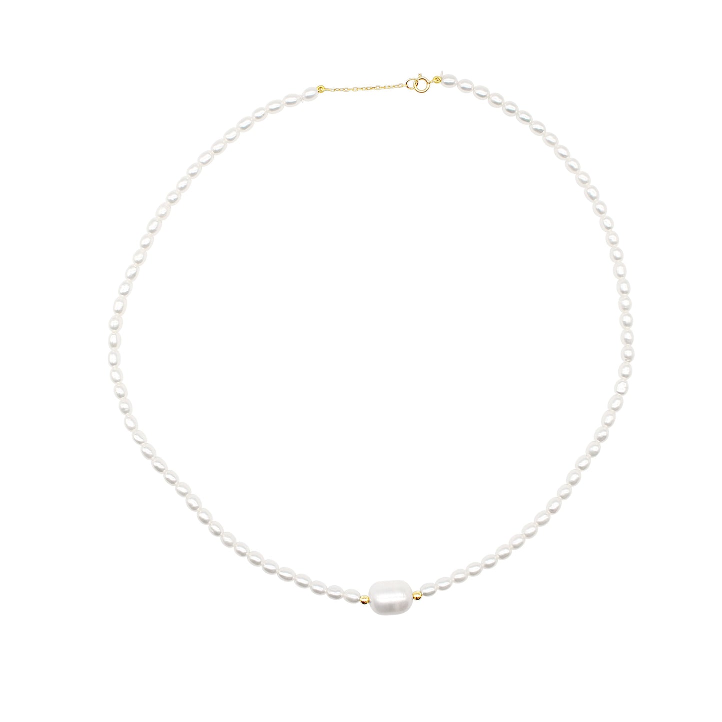 14k White Freshwater Pearl Necklace 18/19" freeshipping - Jewelmak Shop