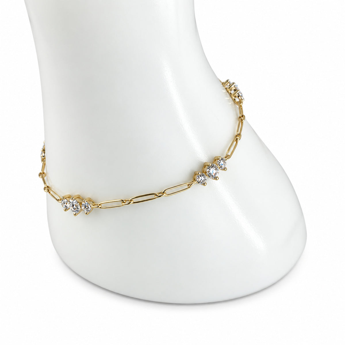 14k Lab Grown Gemstone Prong Set 5 Station Bracelet