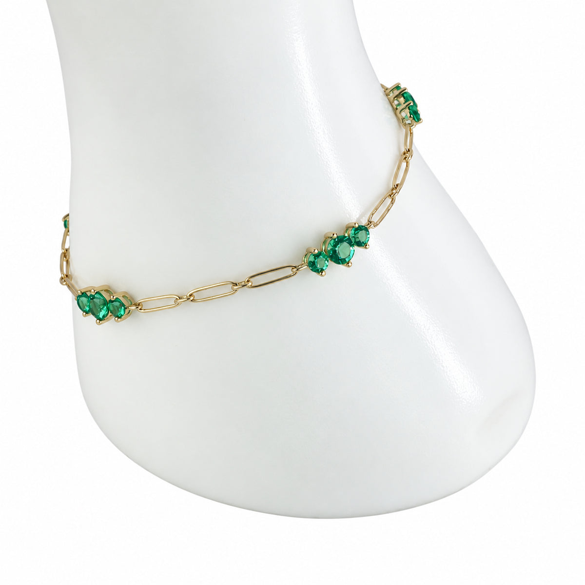 14k Lab Grown Gemstone Prong Set 5 Station Bracelet