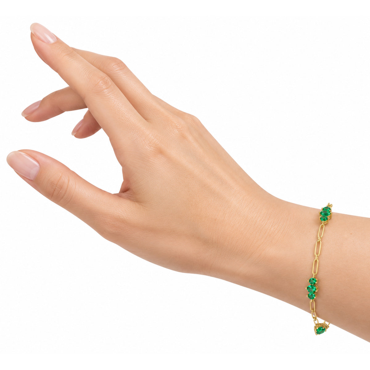 14k Lab Grown Gemstone Prong Set 5 Station Bracelet