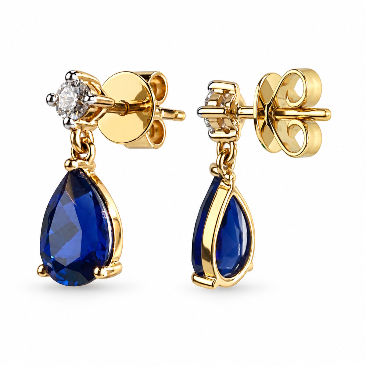 14k Lab Grown Gemstone and Diamond Prong Set Stud Earring