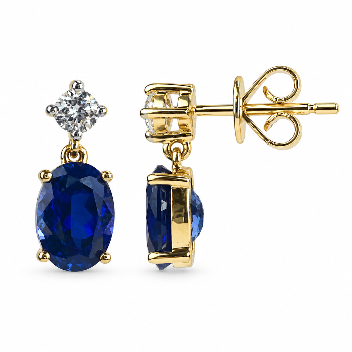 14k Lab Grown Gemstone Round Shape and Lab Grown Diamond Stud Earring