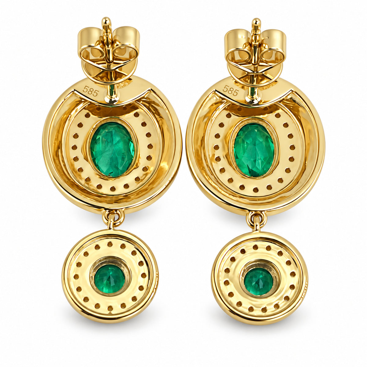 14k Lab Grown Emerald Shields Stud Earring
