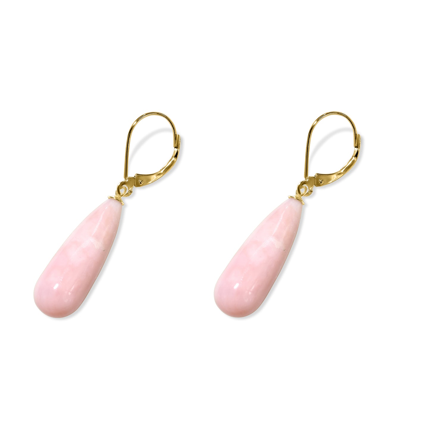 14k Pink Opal Drop Leverback Earring