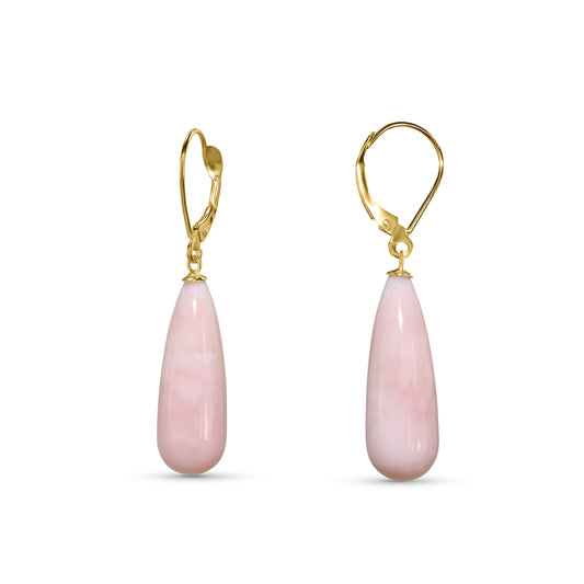 14k Pink Opal Drop Leverback Earring