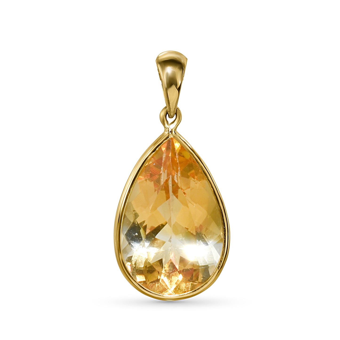 14k Citrine Pear Shape Pendant