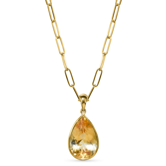 14k Citrine Pear Shape Pendant Necklace