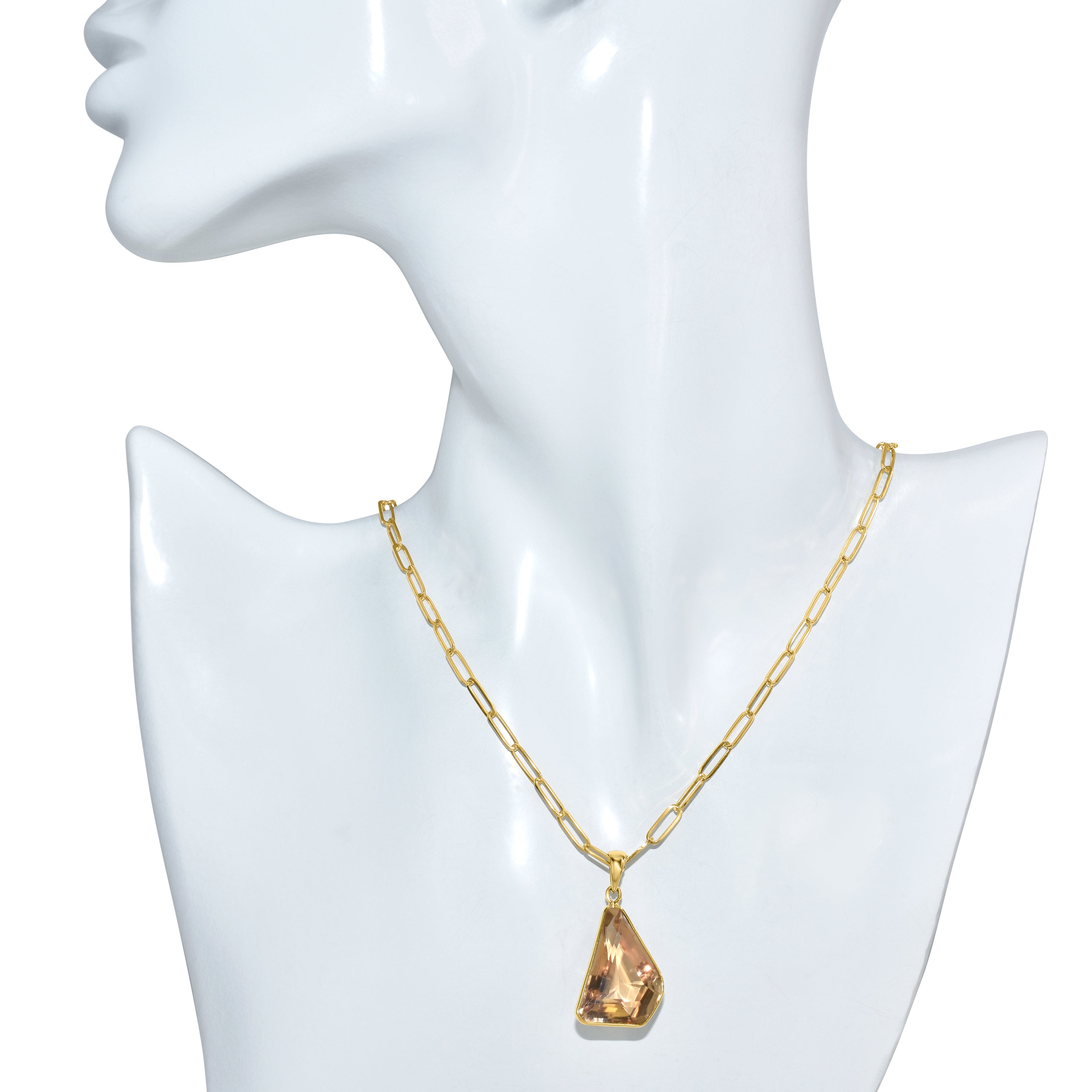 14k Citrine Freeform Shape Pendant Necklace