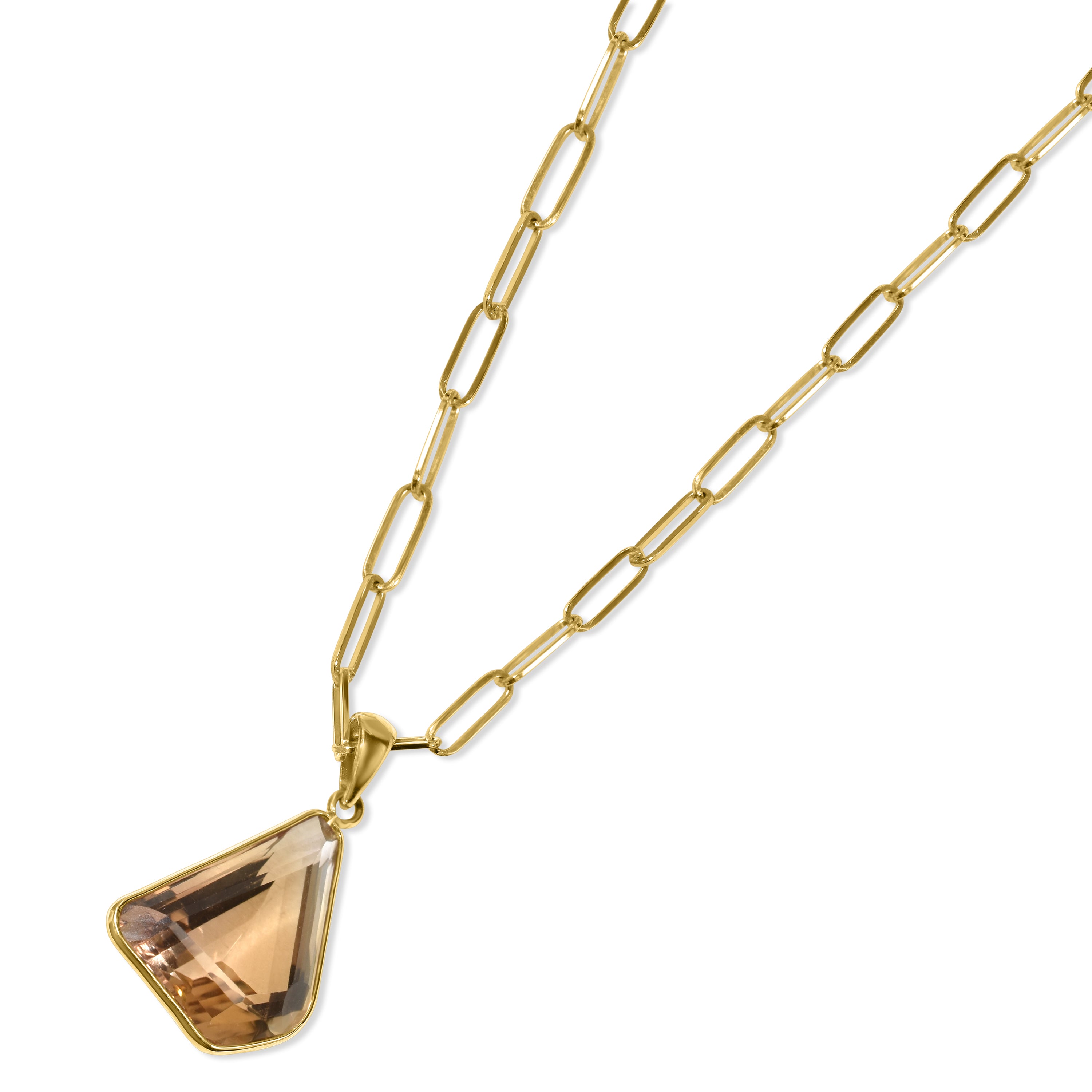 14k Citrine Freeform Shape Pendant Necklace