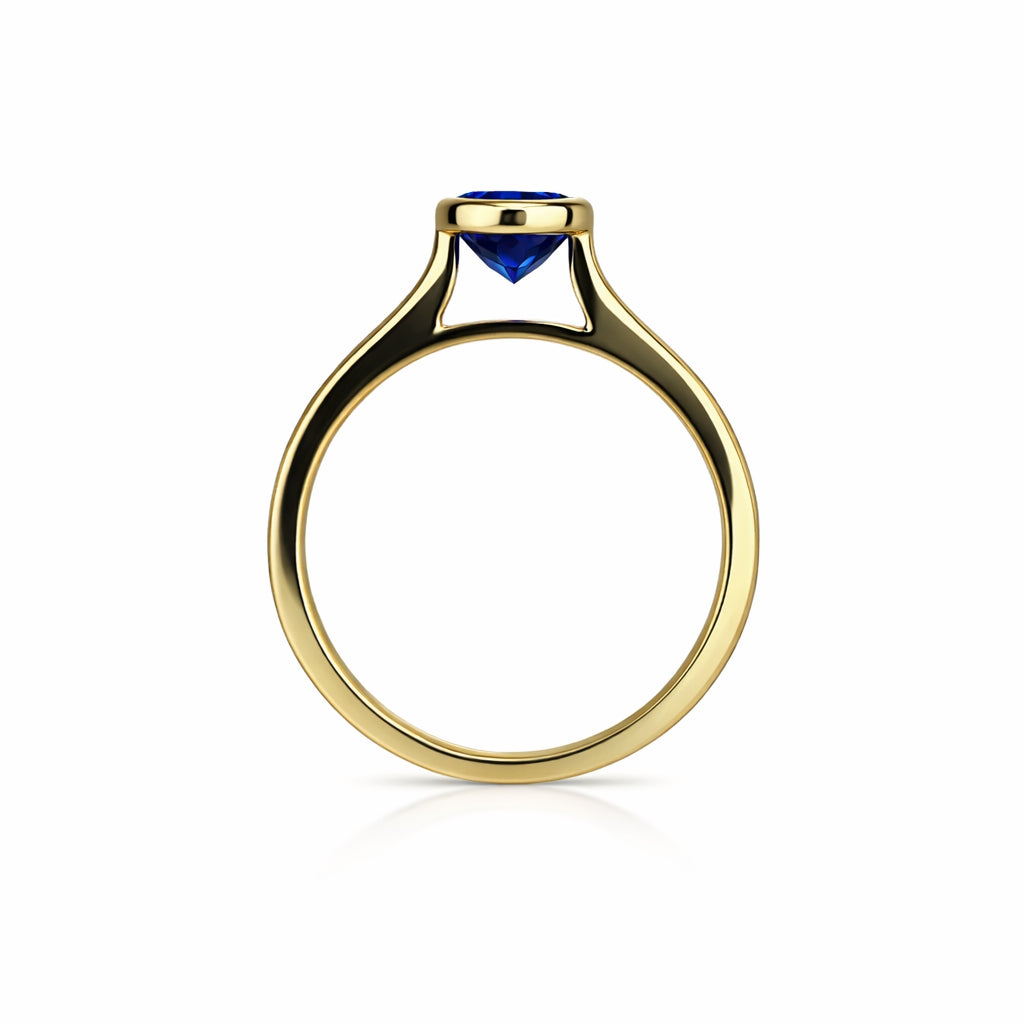 14k Lab Grown Sapphire Oval Bezel Ring