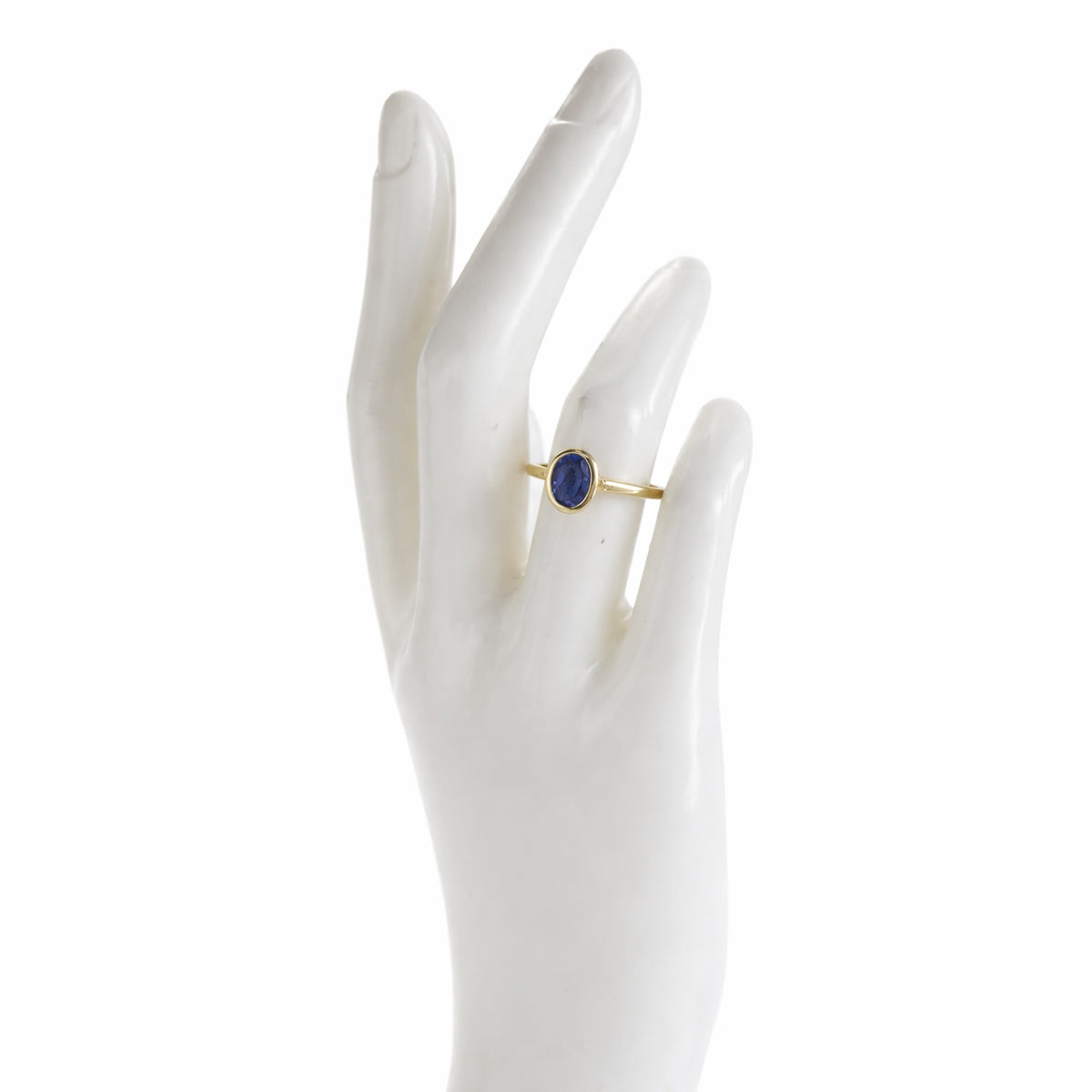 14k Lab Grown Sapphire Oval Bezel Ring