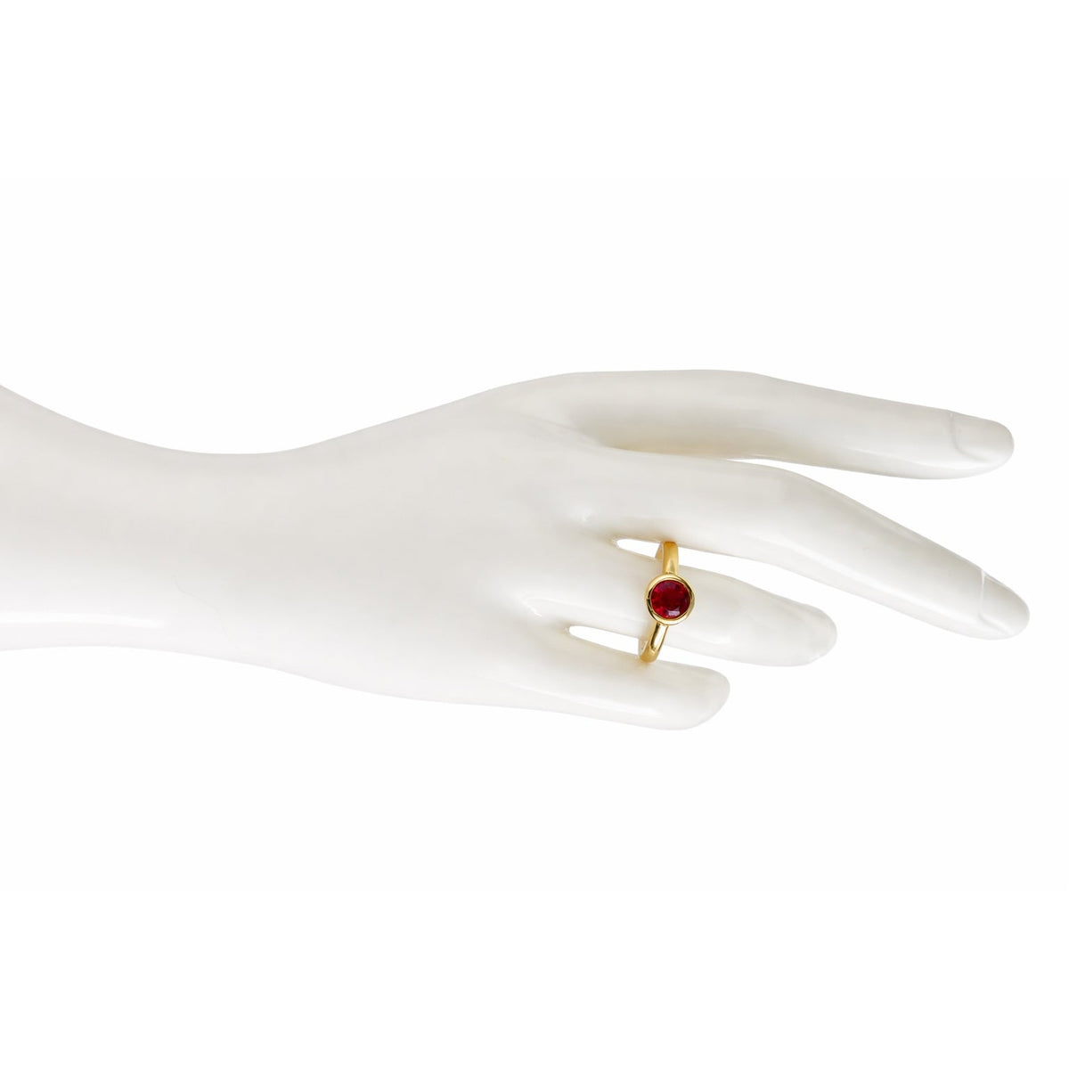 14k Lab Grown Ruby Round Bezel Ring