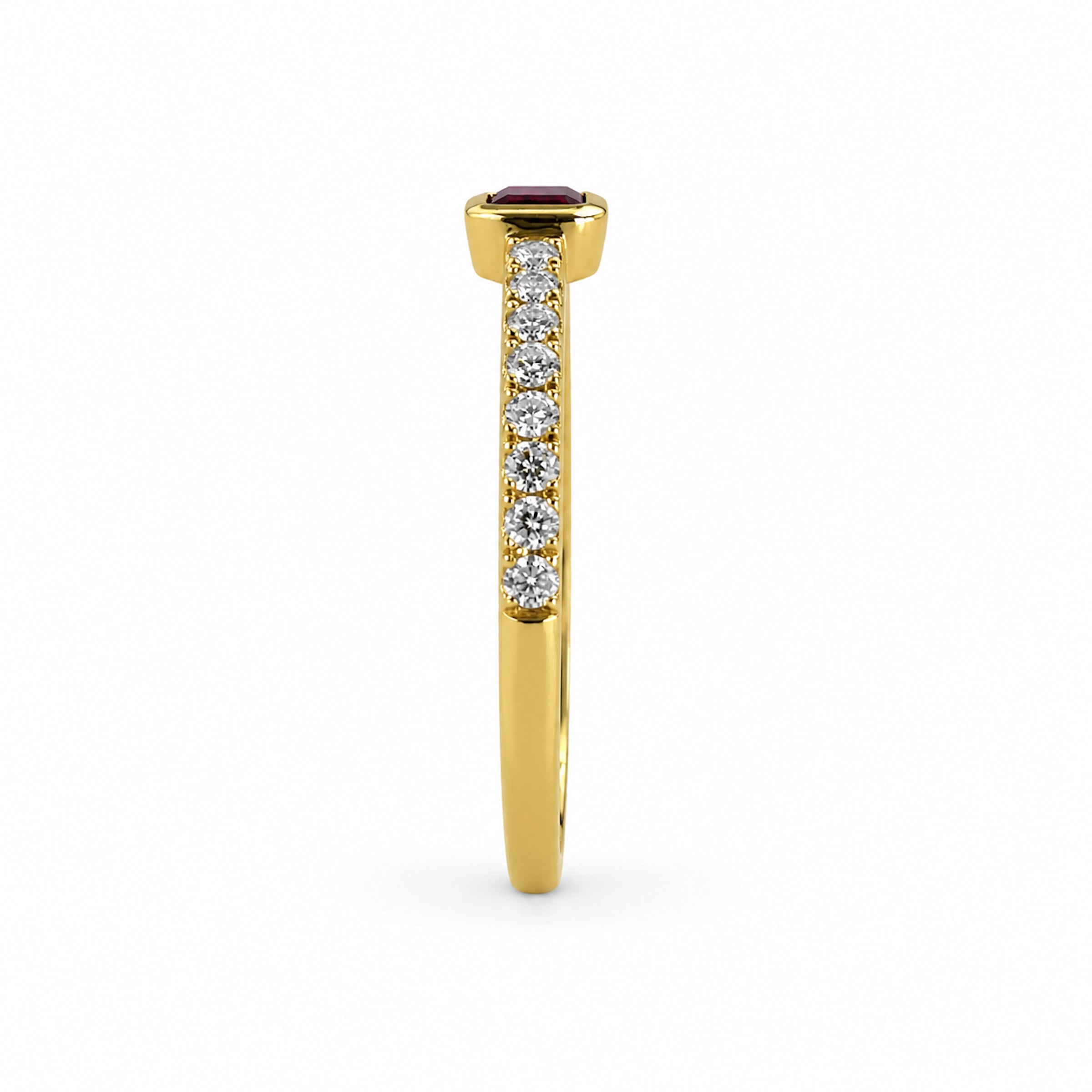14k Rectangle Bezel LG Diamonds & LG Ruby Ring