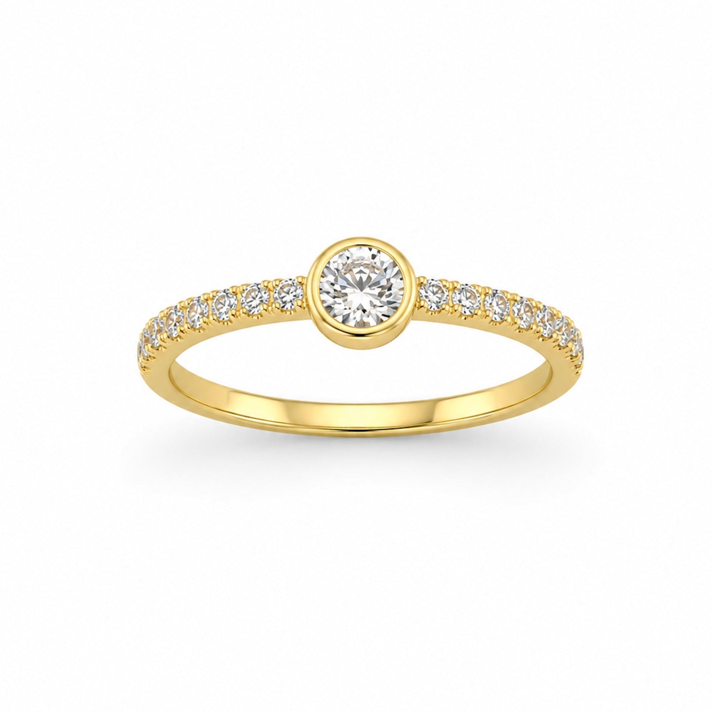 14k Round Bezel Lab Ground Diamond Ring