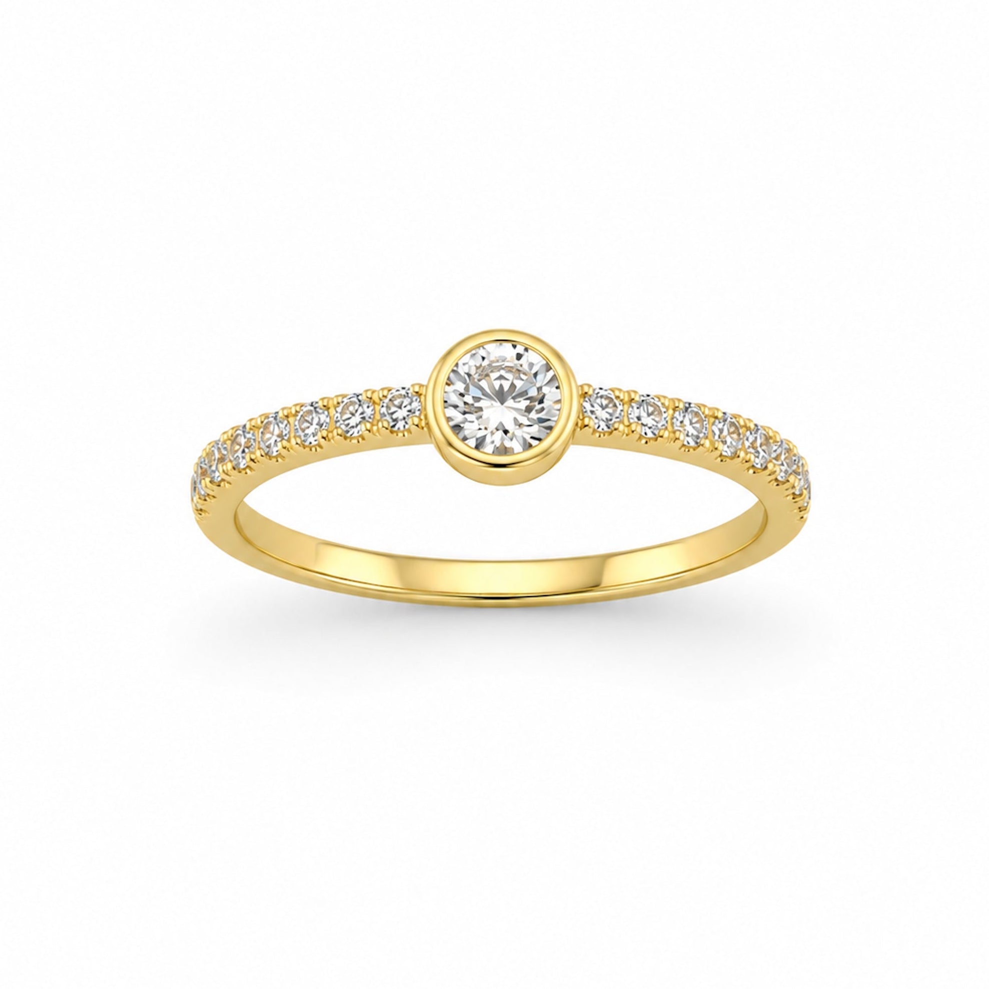 14k Round Bezel Lab Ground Diamond Ring