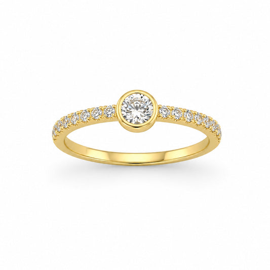 14k Round Bezel Lab Ground Diamond Ring