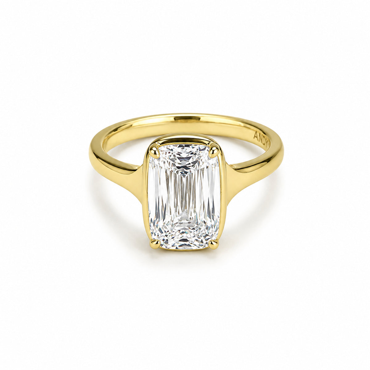 18k Yellow Gold 3.08CT Old Mine Cushion Cut Lab Grown Diamond Ring
