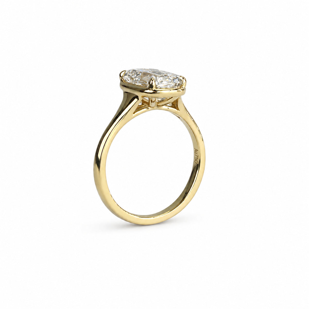 18k Yellow Gold 3.08CT Old Mine Cushion Cut Lab Grown Diamond Ring