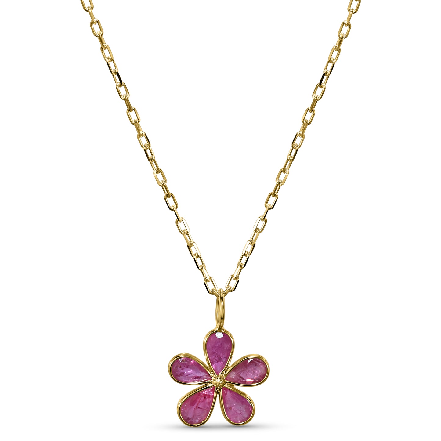 14k Flower Shape Emerald, Sapphire, Ruby Set