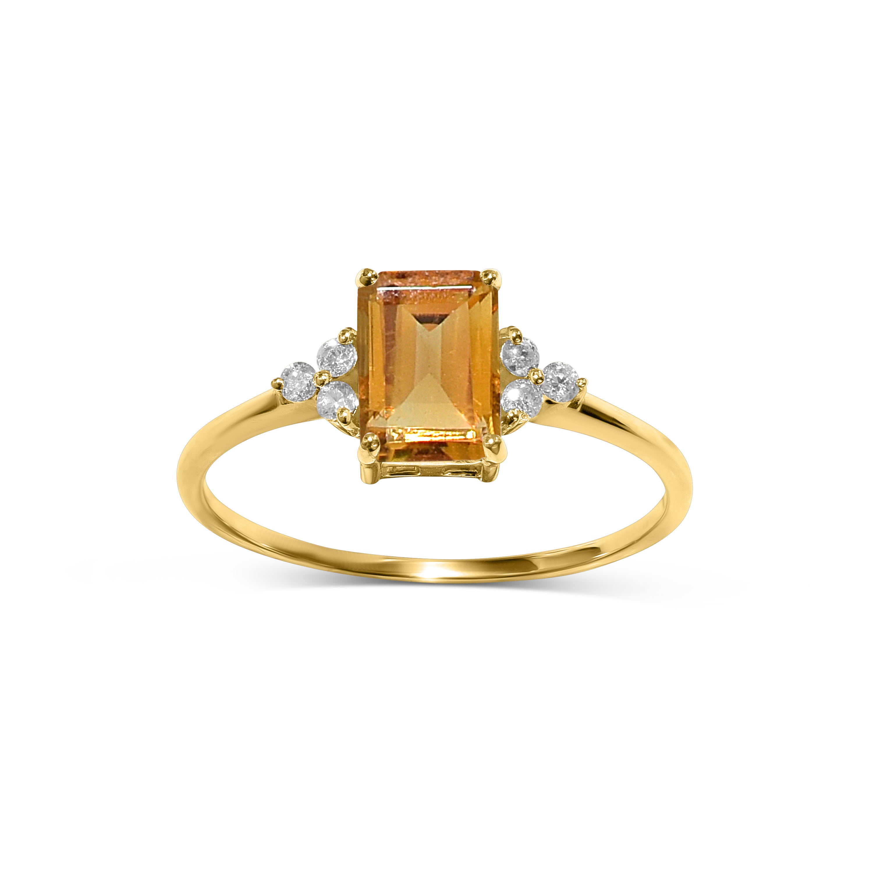 14k Rectangle Citrine Diamond Set