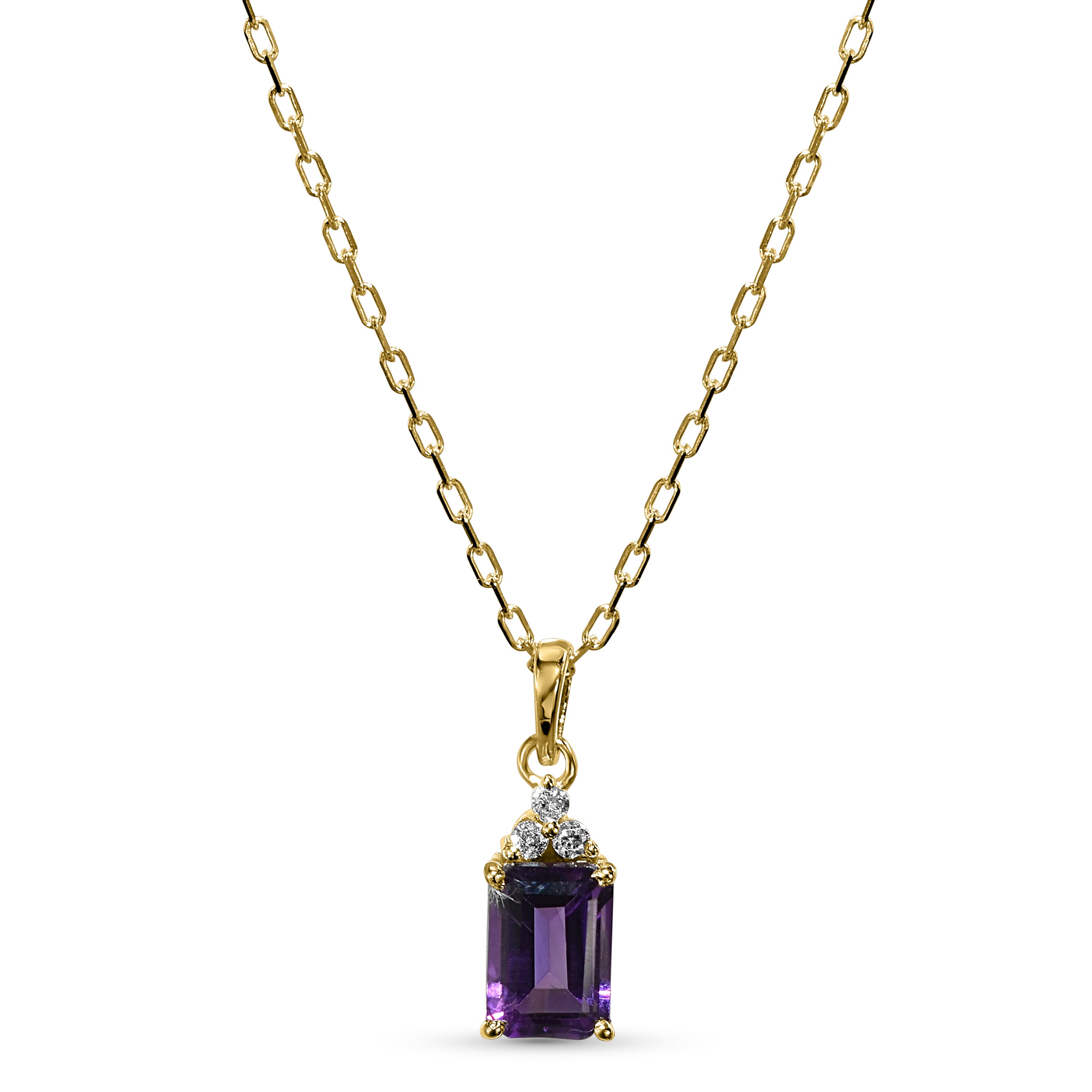 14k Rectangle Amethyst Diamond Set