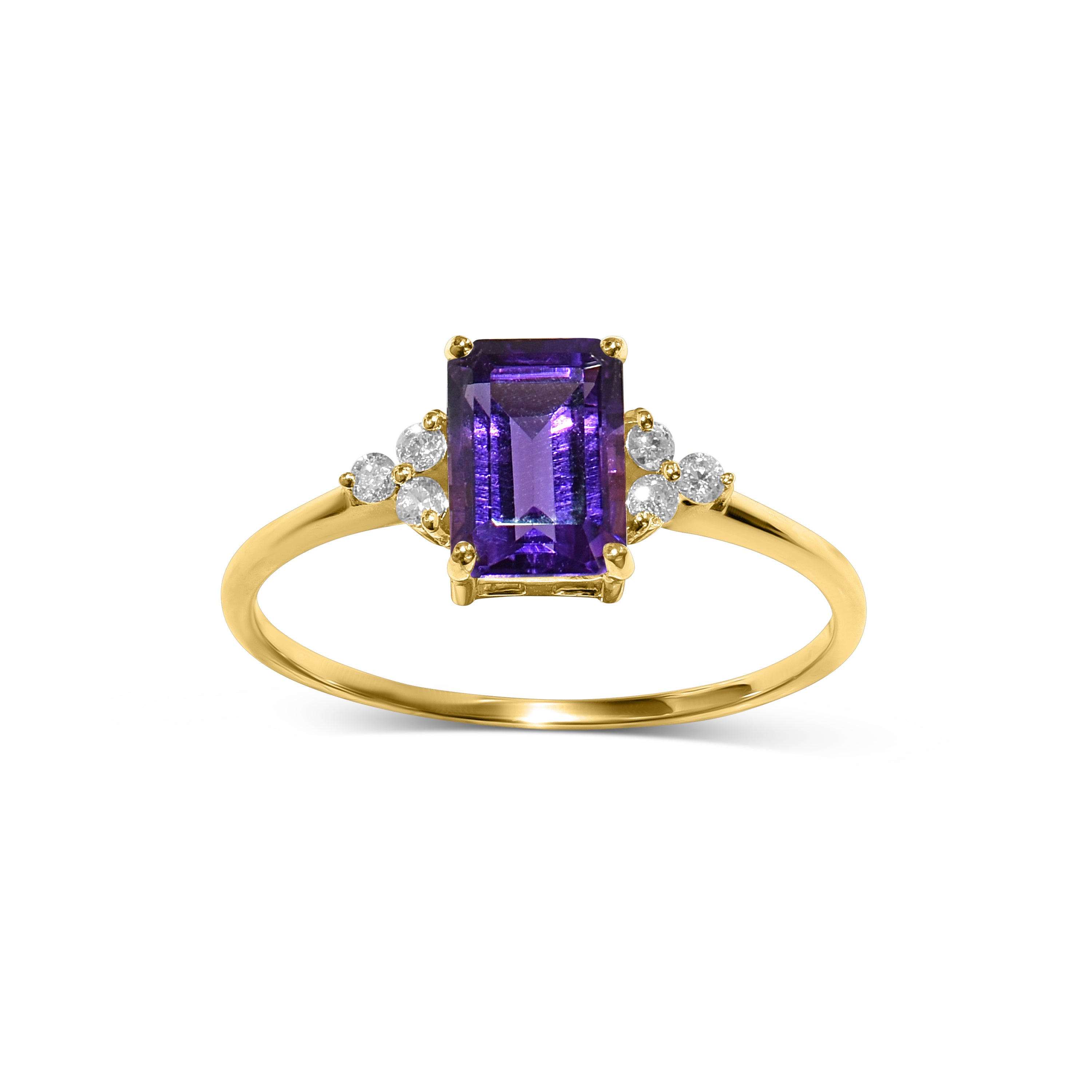 14k Rectangle Amethyst Diamond Set