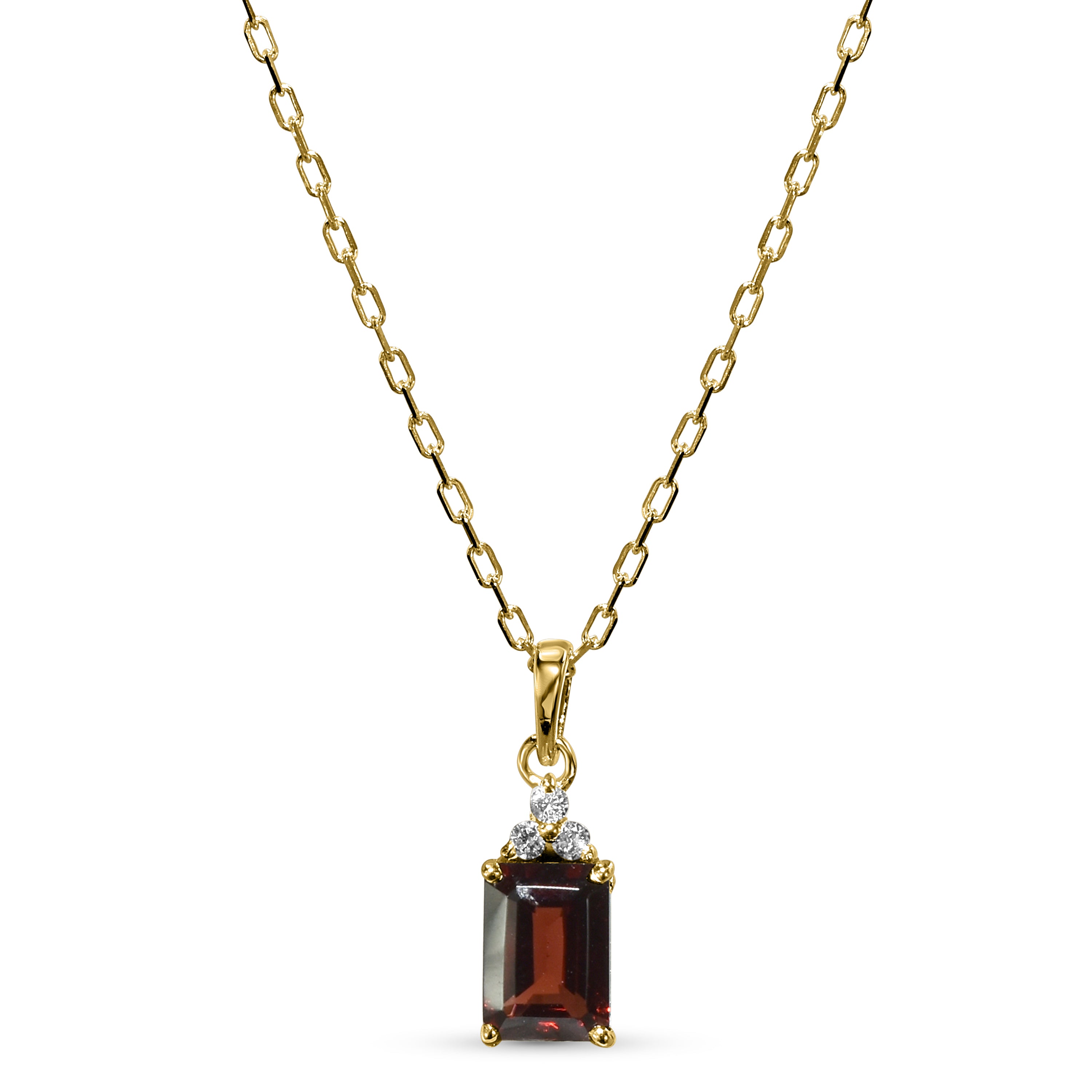 14k Rectangle Garnet Diamond Set
