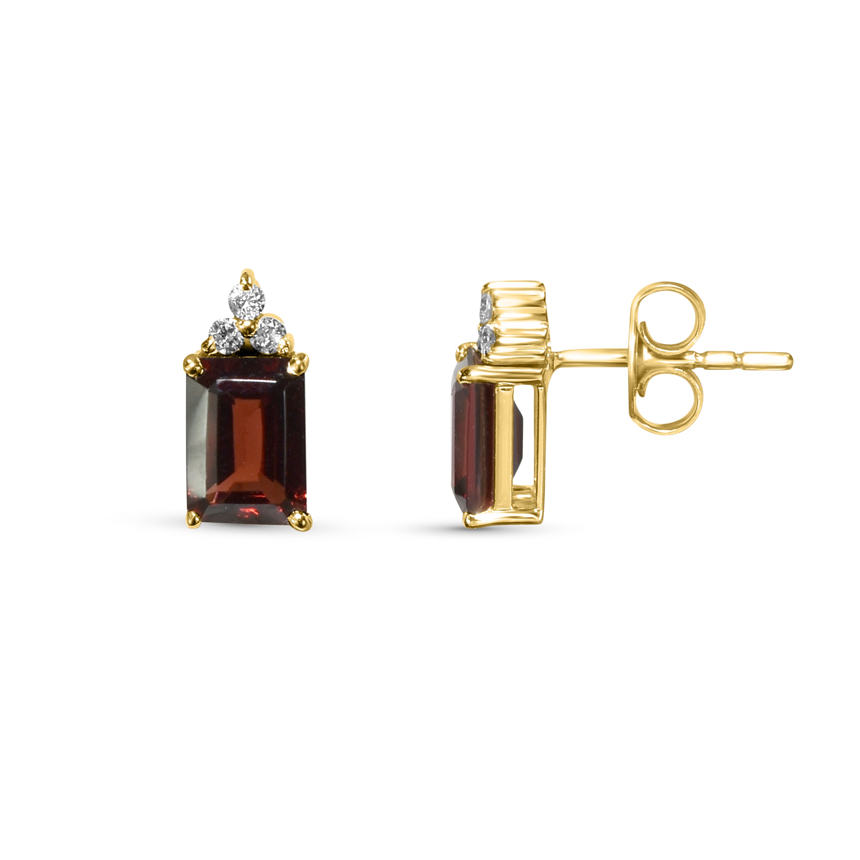14k Rectangle Garnet Diamond Set